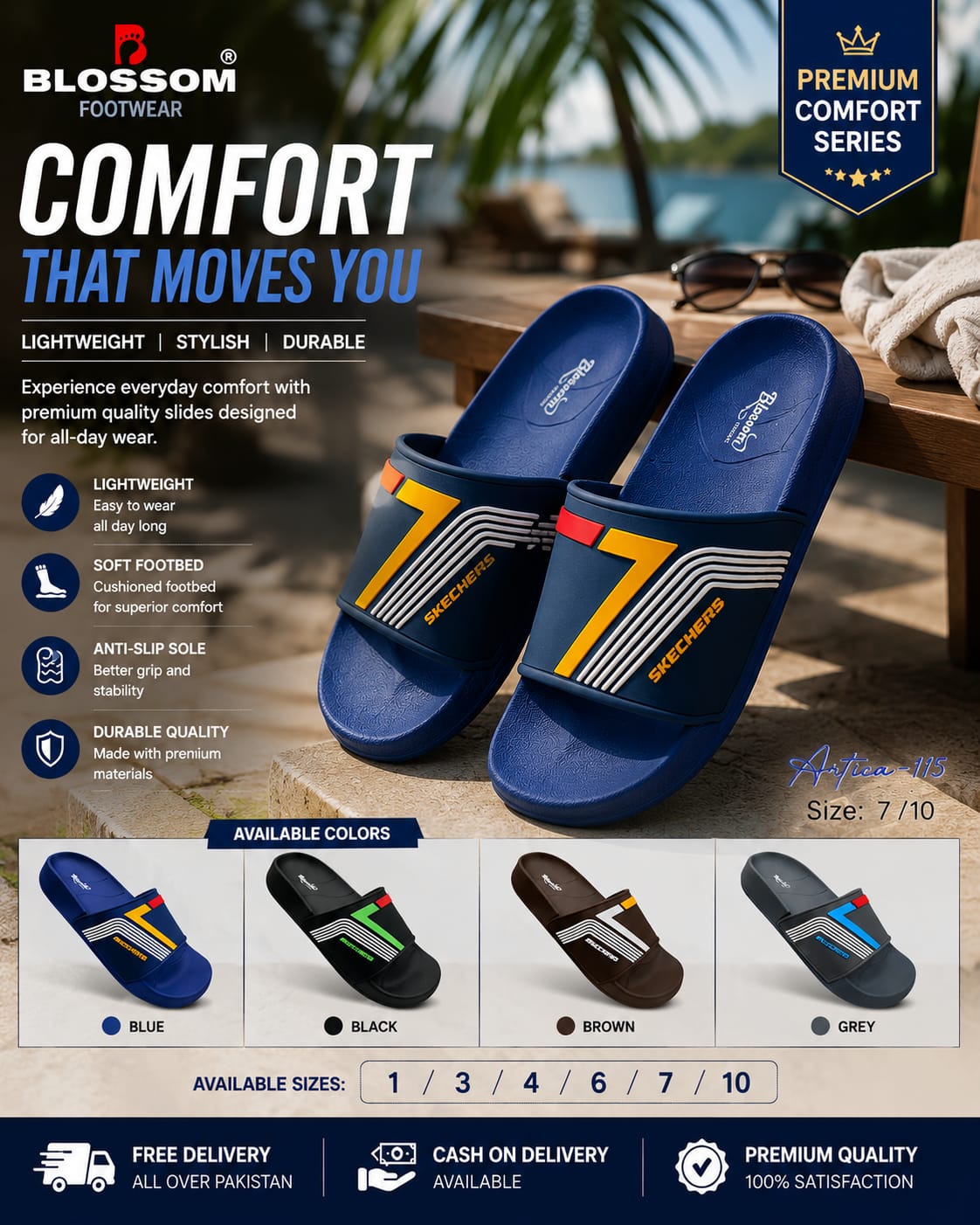 Men's Blossom Article 115 Slides – Premium EVA Soft Sole Casual Footwear