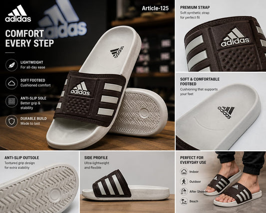 Adidas Style Comfort Slippers – Men's Soft Footbed Casual Slides