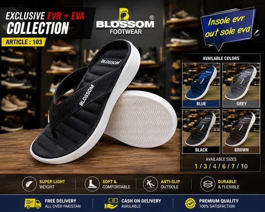 Blossom Article 103 Men's Slippers – Premium Soft Footbed Flip Flops