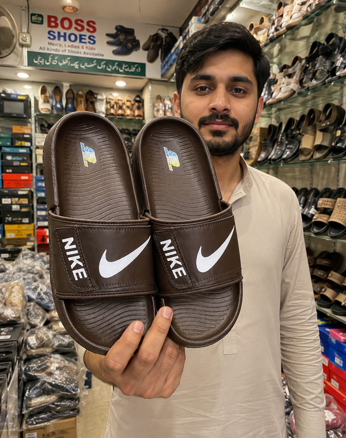 Premium Nike Brown Slides – Durable, Stylish & Comfortable Men's Footwear