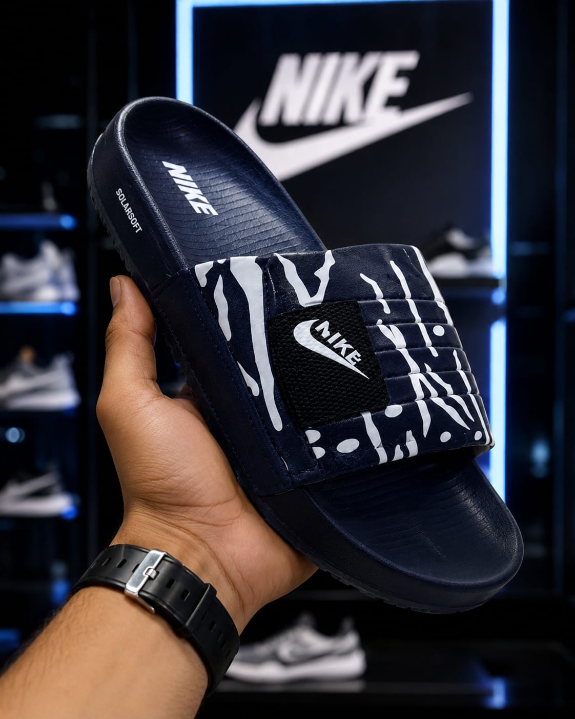 Nike Elite Navy Slides – Premium Men's Comfort Slippers with Soft Cushioned Sole