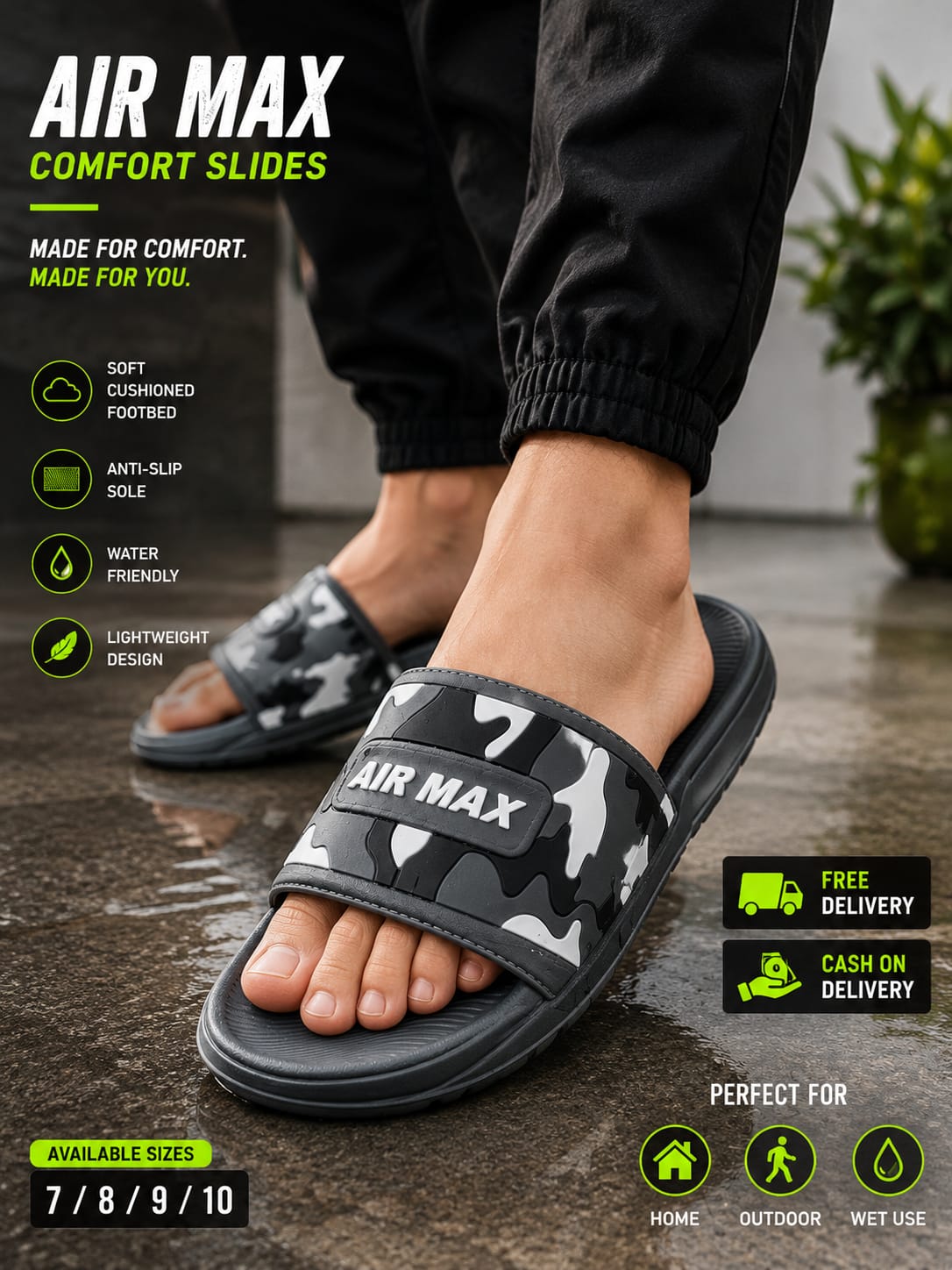 Air Max Camo Slides for Men – Lightweight Comfort Slippers with Anti-Slip Sole