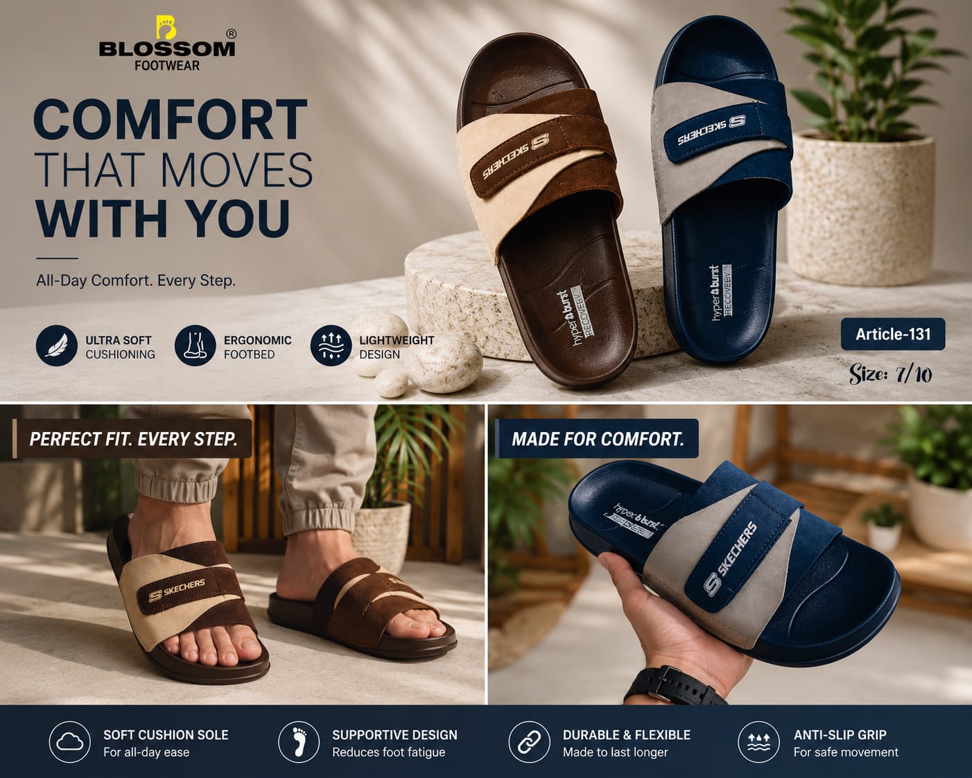 Urban Glide Comfort Slippers for Men – Premium Lightweight Soft Sole Casual Slides