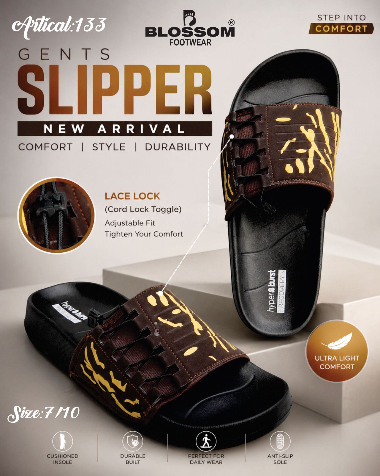 FlexLock Adjustable Slides for Men – Soft Cushioned Anti-Slip Comfort Slippers